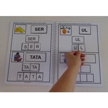 Alfabet dla dzieci- książka do uzupełniania z literkami, sylabami i wyrazami.