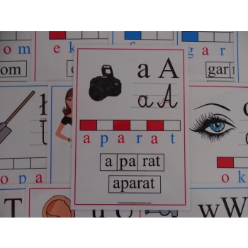 Alfabet wersja 3 obrazkowo-słowny z kierunkiem pisania liter