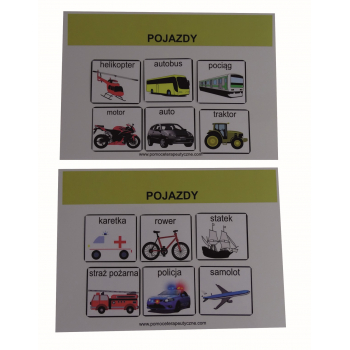 Pojazdy - piktogramy do komunikacji z kartami aktywności