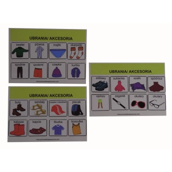 Ubrania i akcesoria piktogramy z kartami aktywności
