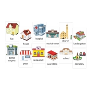 Budynki karty edukacyjne wersja w j. angielskim