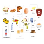Śniadanie karty edukacyjne - wersja w j. angielskim