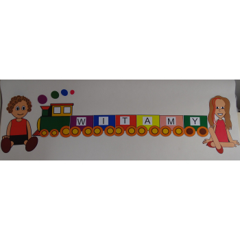 Dekoracja - wakacyjny pociąg z dziećmi