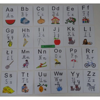 Alfabet - obrazki karty edukacyjne