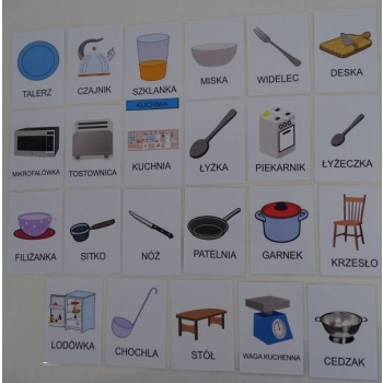 Kuchnia i akcesoria kuchenne - obrazki karty edukacyjne