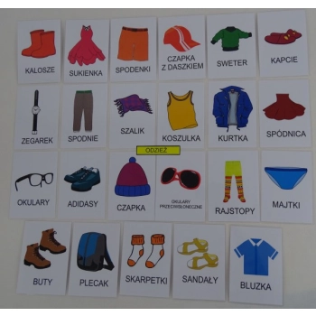 Odzież (ubrania) - obrazki karty edukacyjne