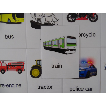 Pojazdy karty edukacyjne w języku angielskim