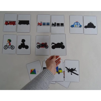 Pojazdy cienie - karty edukacyjne dla dzieci