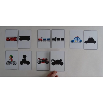 Pojazdy cienie - karty edukacyjne dla dzieci
