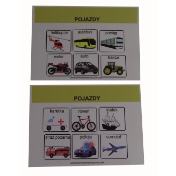 Pojazdy - piktogramy do komunikacji z kartami aktywności