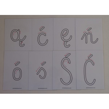 Mega zestaw do ćwiczeń grafomotorycznych - szablony liter pisanych wielkich, malych i znaków diakrytycznych
